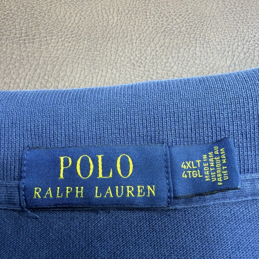 Polo Ralph Lauren BIG PONY Polo Shirt Men 4XLT Big & Tall Navy Blue Cotton Piqué